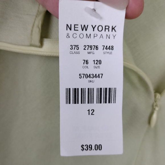 🆕 New York & Company Pastel Green Linen A-Line Flutter Midi Skirt Sz. 12 - Picture 7 of 8